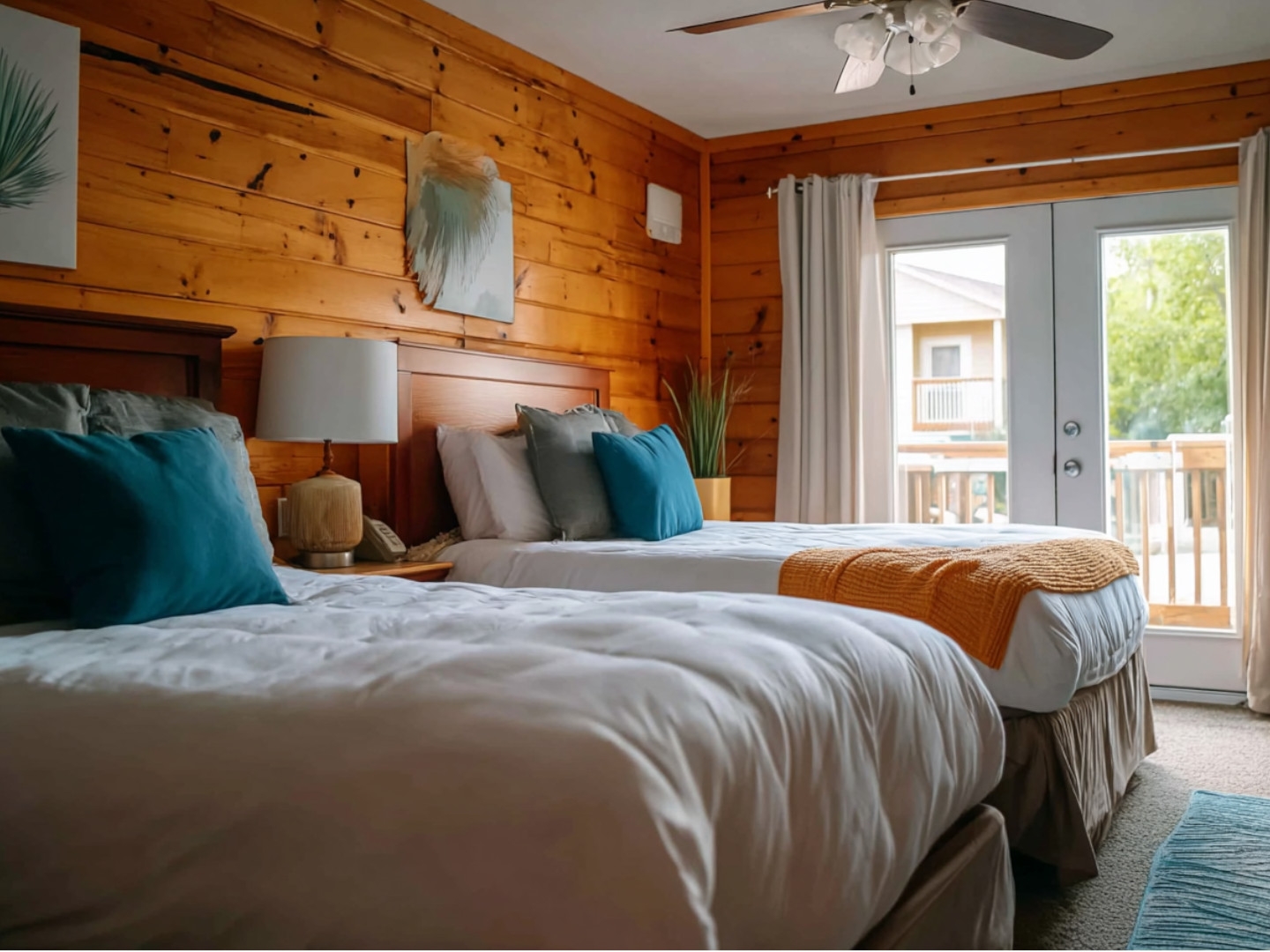 Comfortable, modern guest room at Thousand Hills Resort in Branson, Missouri.