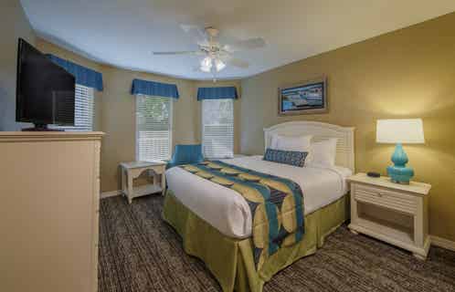 Bedroom in a two-bedroom villa at Galveston Seaside Resort