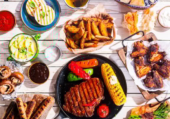 BBQ food on a picnic table