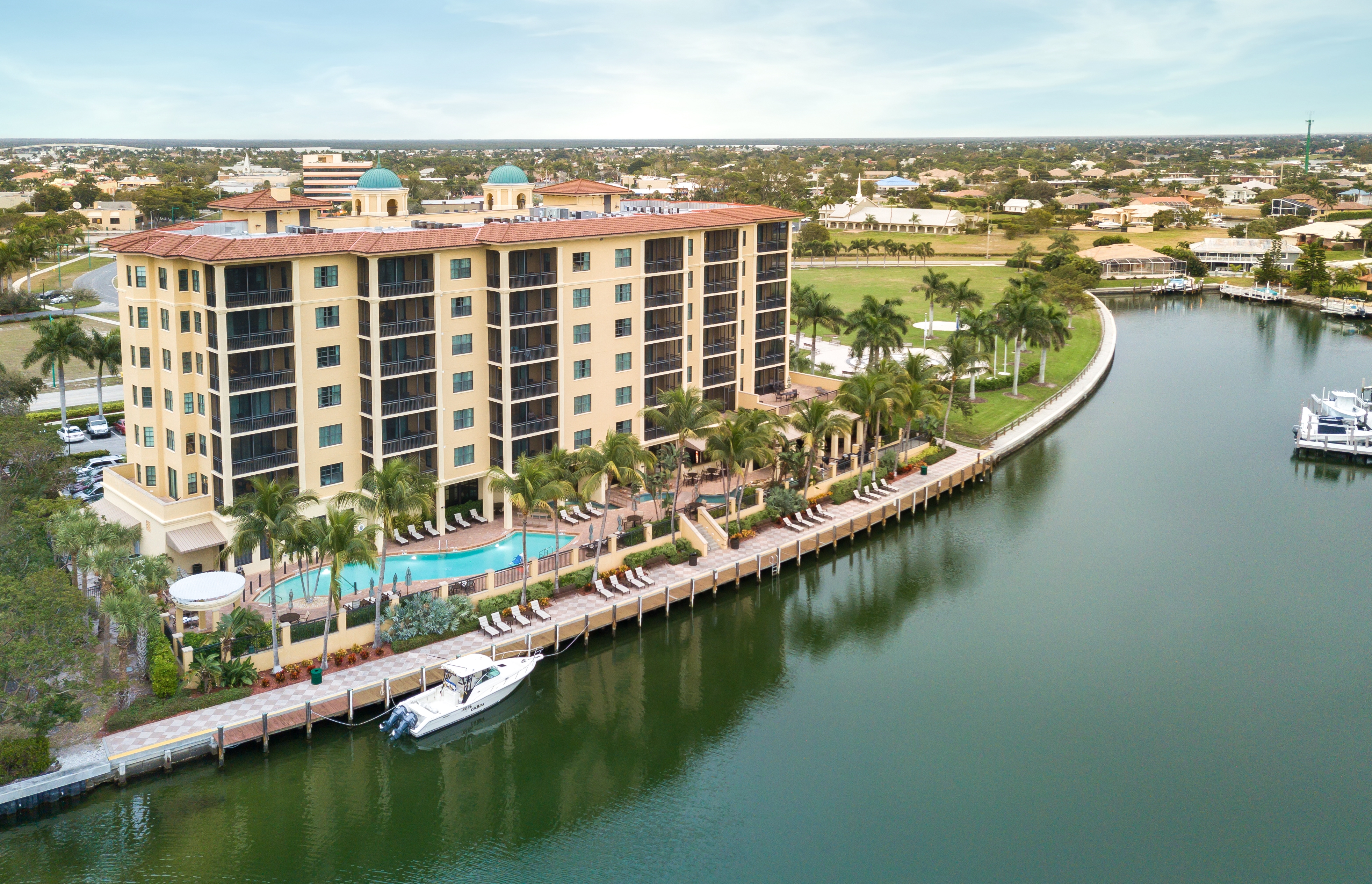 Aerial view of property at Sunset Cove Resort in Marco Island, Florida.