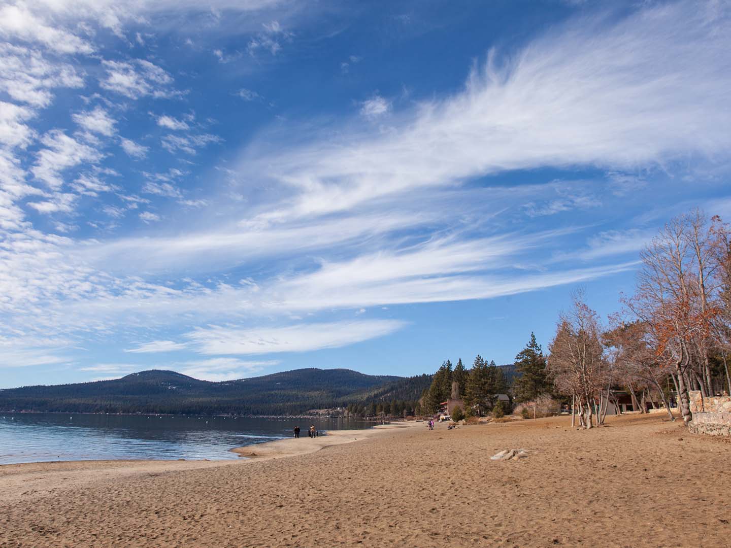 aerial view of Kings Beach State Recreation Area near Tahoe Ridge Resort in Stateline, NV.
