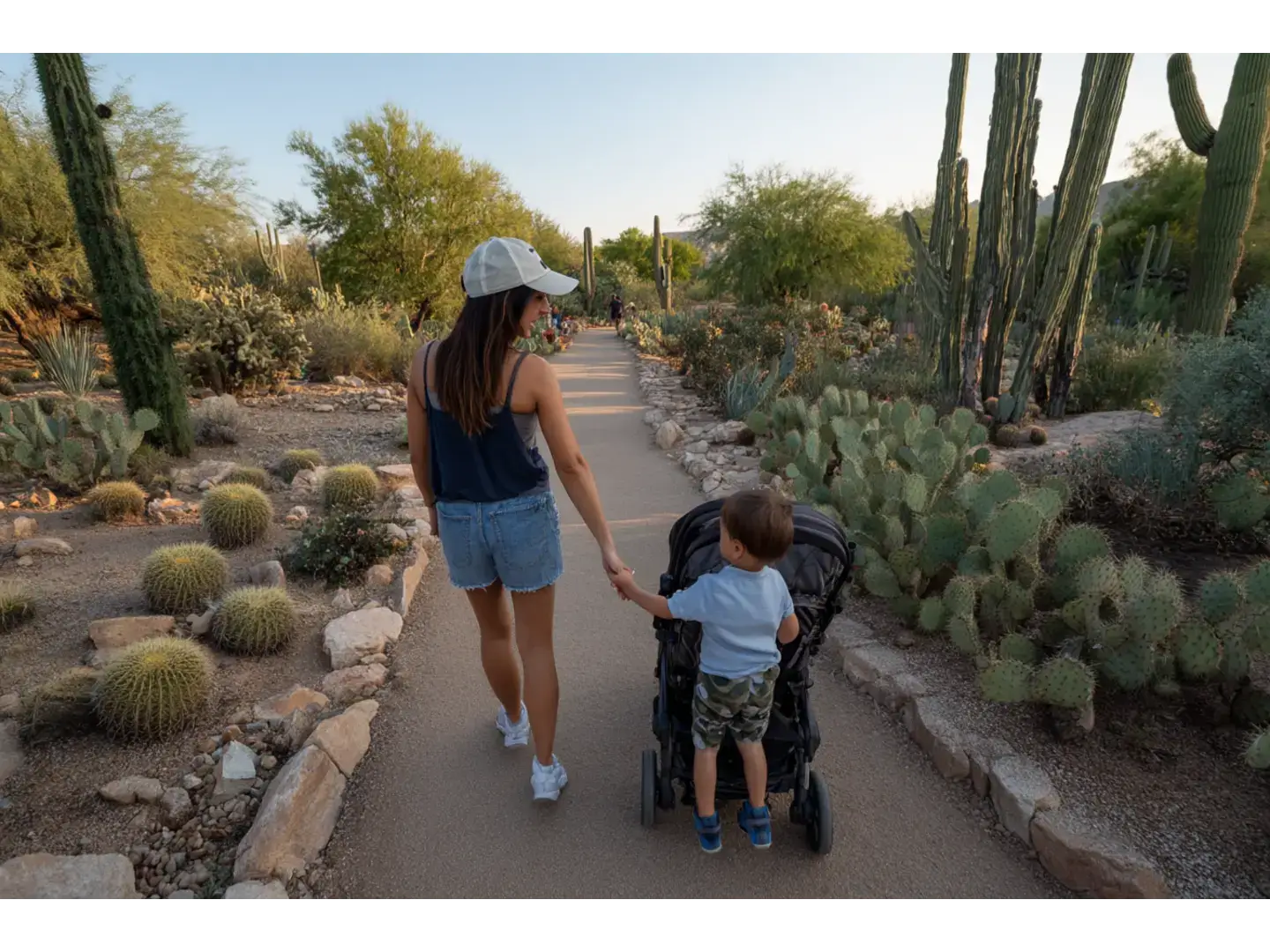 Family Walking Through Desert Botanical Garden