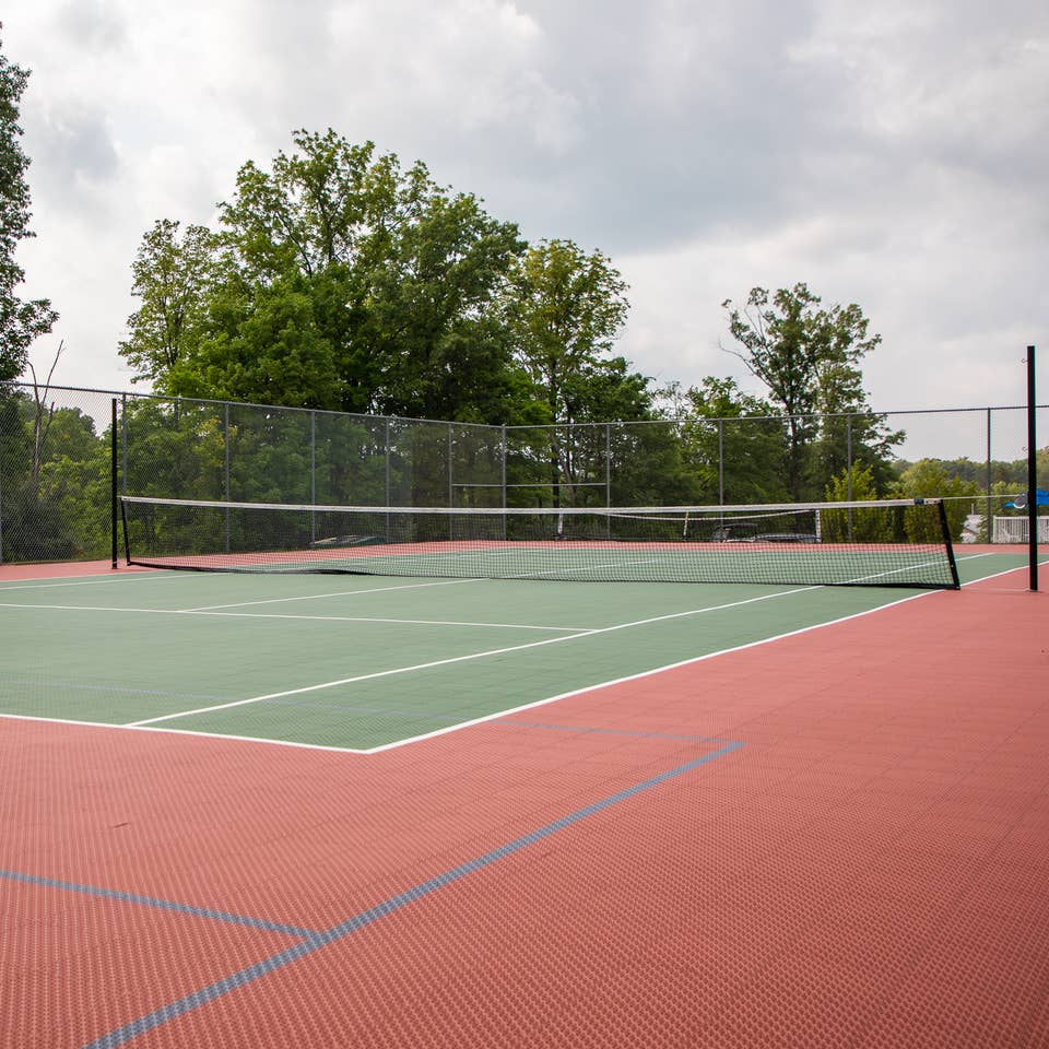 Tennis court at Fox River Resort in Sheridan, Illinois.