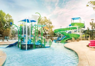 Waterslide and play area at Splash Cove at South Beach Resort in Myrtle Beach, South Carolina.