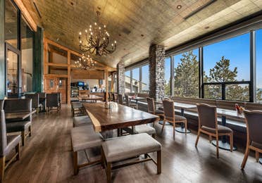 Dining room in The Ridge Club Bistro at Tahoe Ridge Resort in Stateline, Nevada.