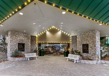 Clubhouse entrance at Tahoe Ridge Resort in Stateline, Nevada.