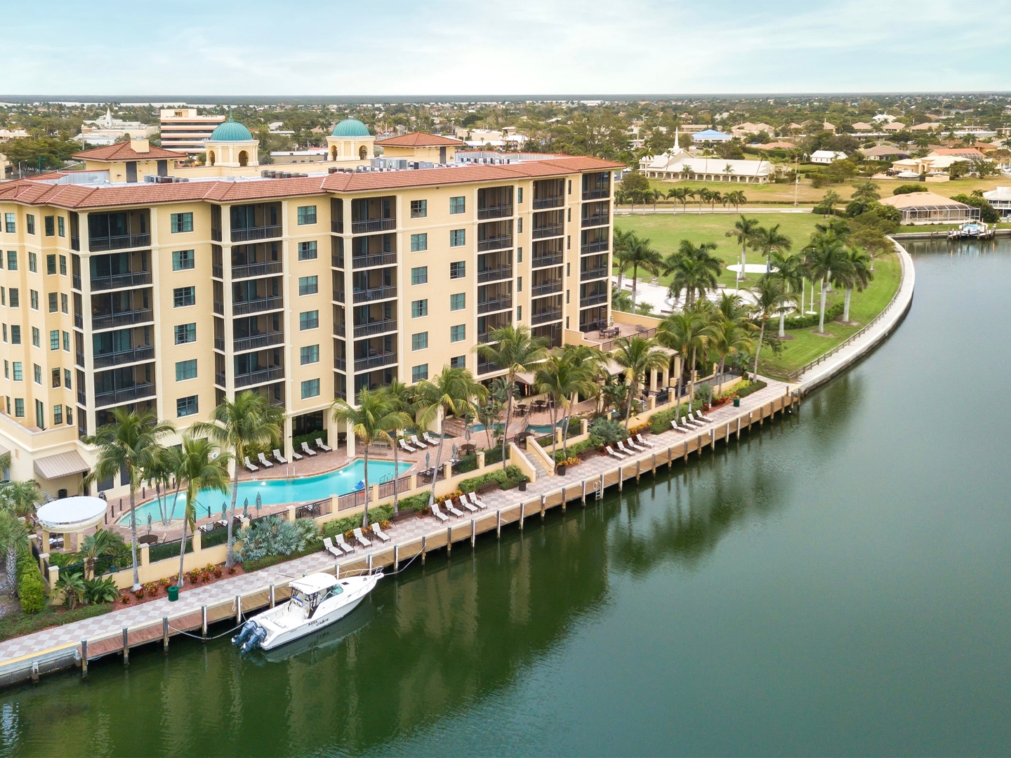 Exterior of Sunset Cove Resort in Naples, Florida.