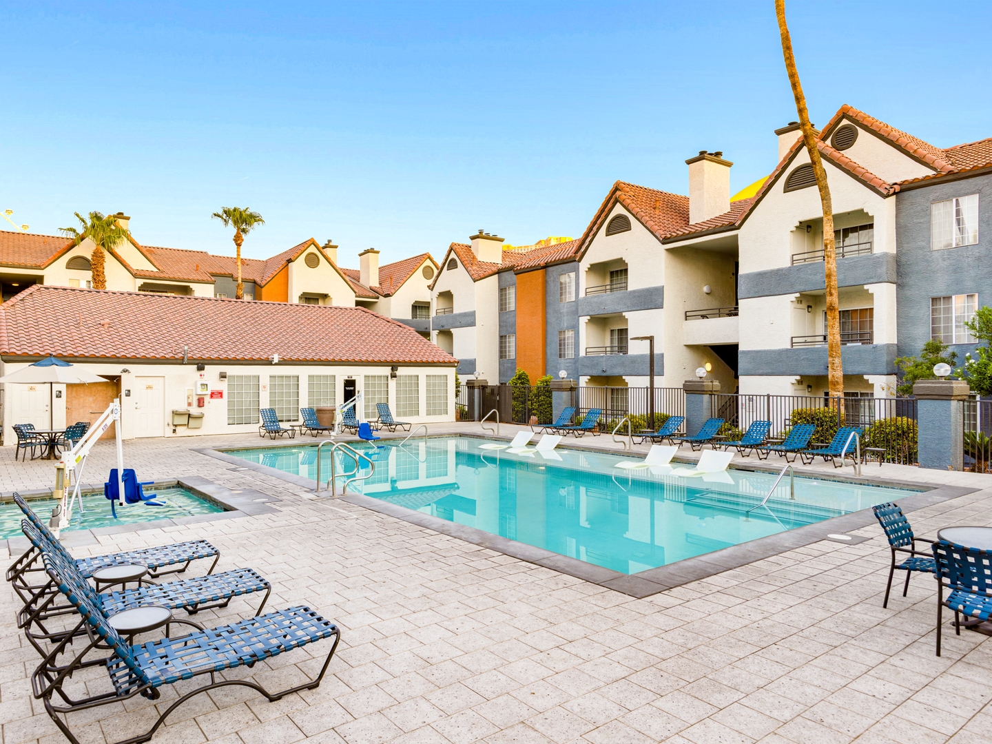 Outdoor pool at Desert Club Resort in Las Vegas, Nevada.