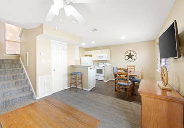 Kitchen area in a two-bedroom townhome at the Hill Country Resort in Canyon Lake, Texas.