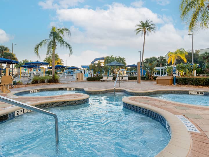 Outdoor hot tubs at Cape Canaveral Beach Resort.