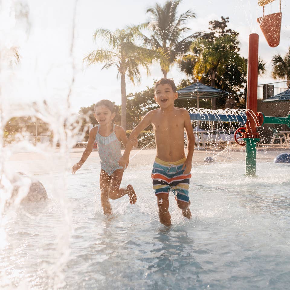 Two kids in the pool at Cape Canaveral Beach Resort in Florida.