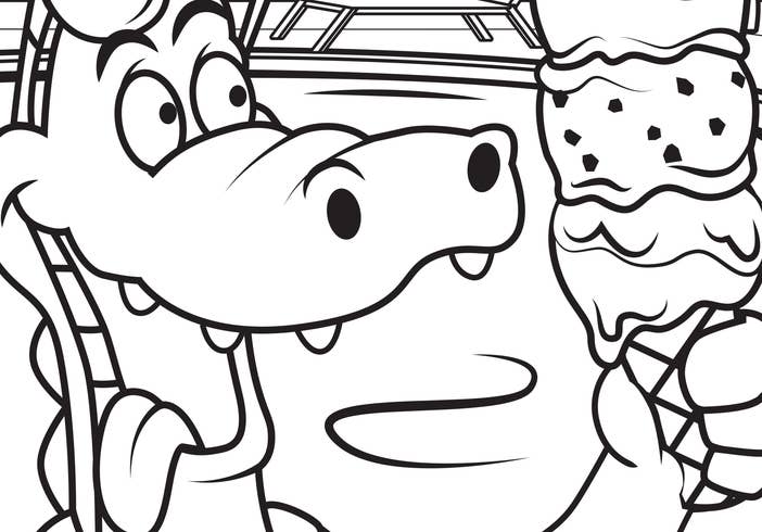 Swampy getting ready to eat an ice cream cone coloring sheet