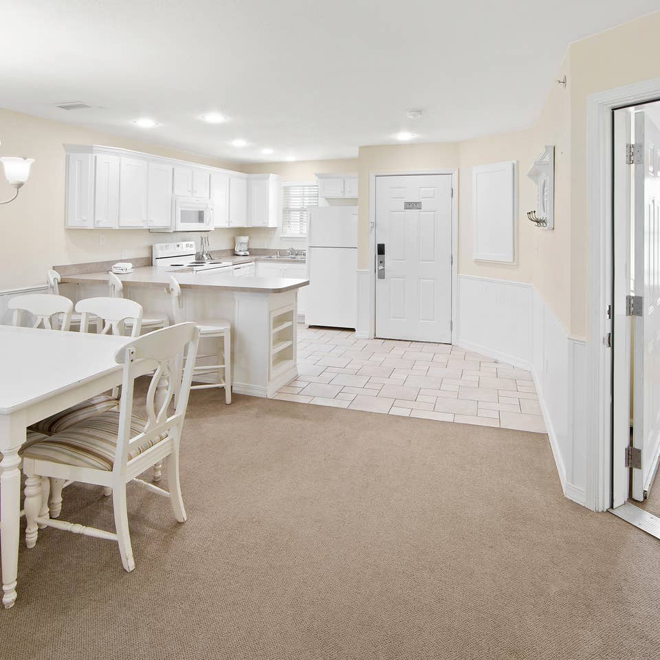 Kitchen in a two-bedroom presidential villa at the Hill Country Resort in Canyon Lake, Texas.