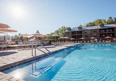 Outdoor pool at Oak n' Spruce Resort in South Lee, Massachusetts