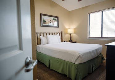 Bedroom in two-bedroom townhome at the Hill Country Resort in Canyon Lake, Texas.