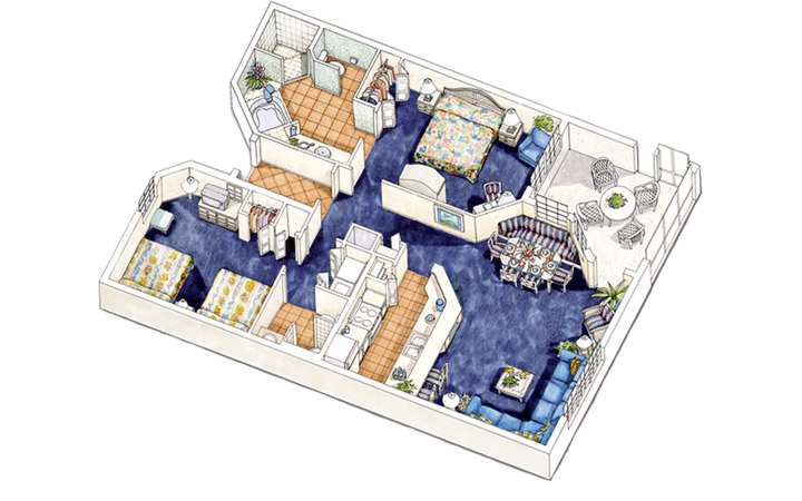 East Village two-bedroom villa floor plan