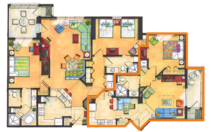 River Island one-bedroom villa floor plan