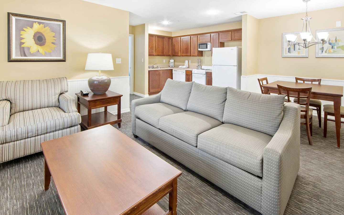 King bed in a one-bedroom villa at Holiday Hills Resort at Branson in Branson, MO.