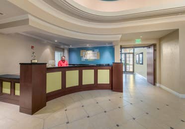 Front desk in the lobby of Sunset Cove Resort in Marco Island, Florida.