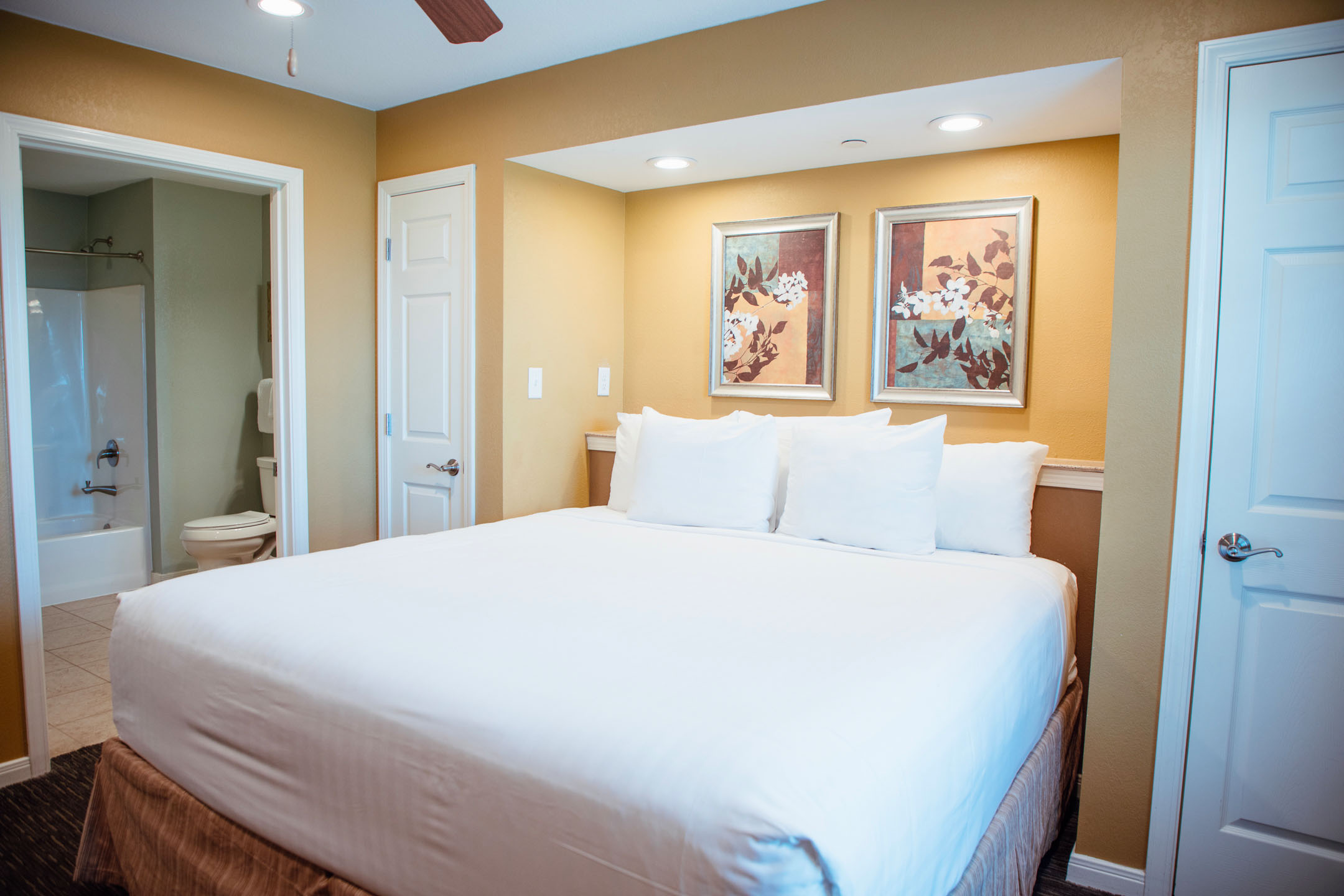 Bedroom in a three-bedroom ambassador villa at Galveston Seaside Resort