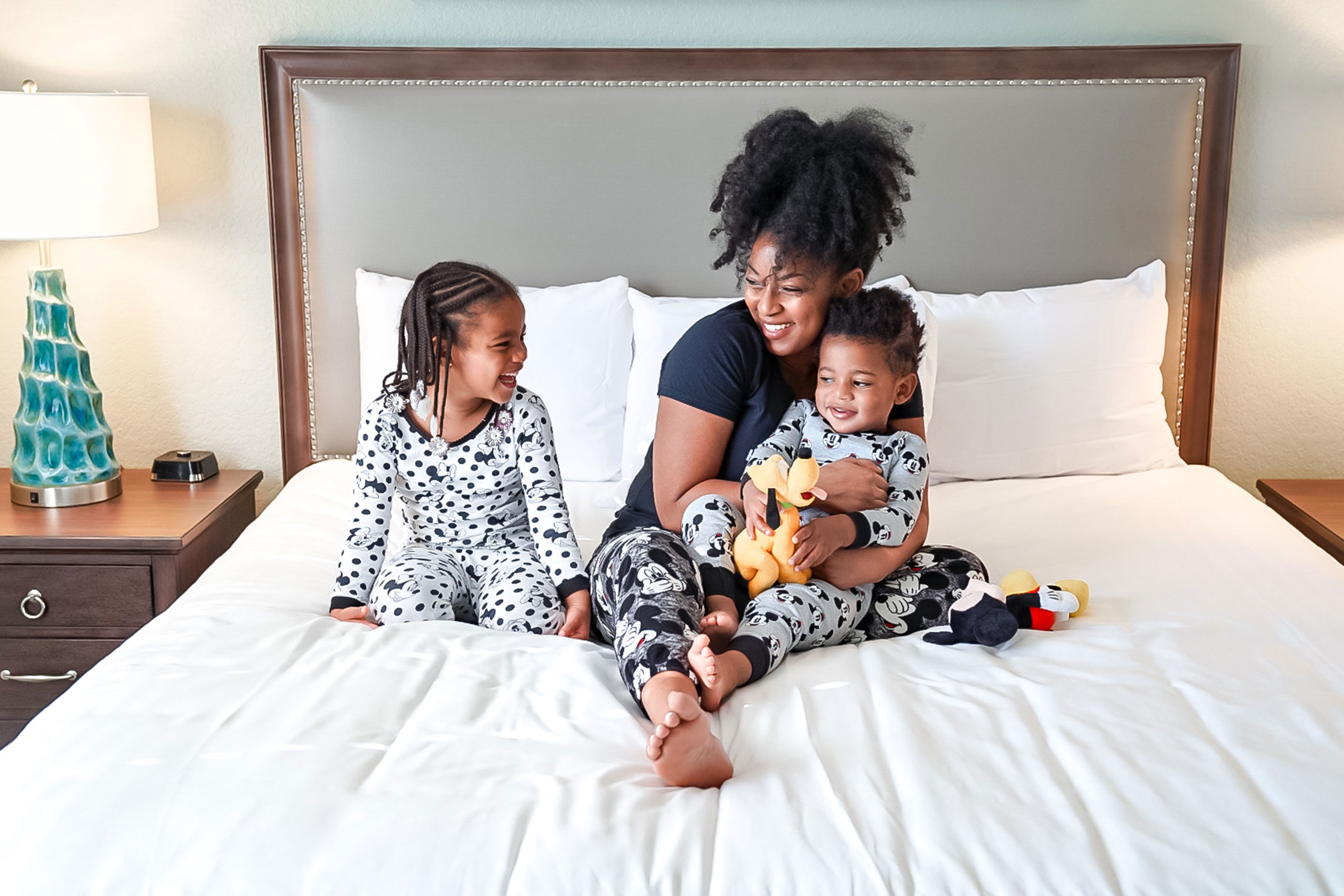Featured Contributor, Tina Meeks, sits with her daughter and son in the villa of our Orange Lake resort in Orlando, Florida.