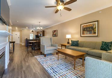 Two-bedroom villa livingroom at Williamsburg Resort