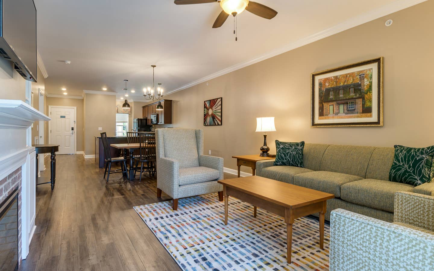 Two-bedroom villa livingroom at Williamsburg Resort