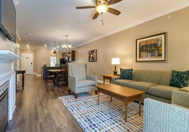 Two-bedroom villa livingroom at Williamsburg Resort
