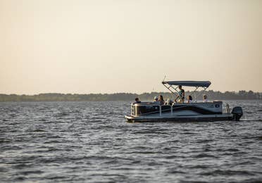 Pontoon boat on Lake Palestine near Villages Resort in Flint, Texas.