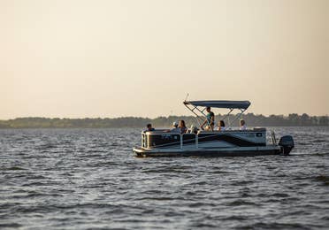 Pontoon boat on Lake Palestine near Villages Resort in Flint, Texas.