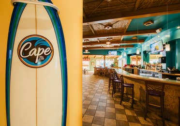Signage of Cape Grill & Bar at Cape Canaveral Beach Resort in Florida.