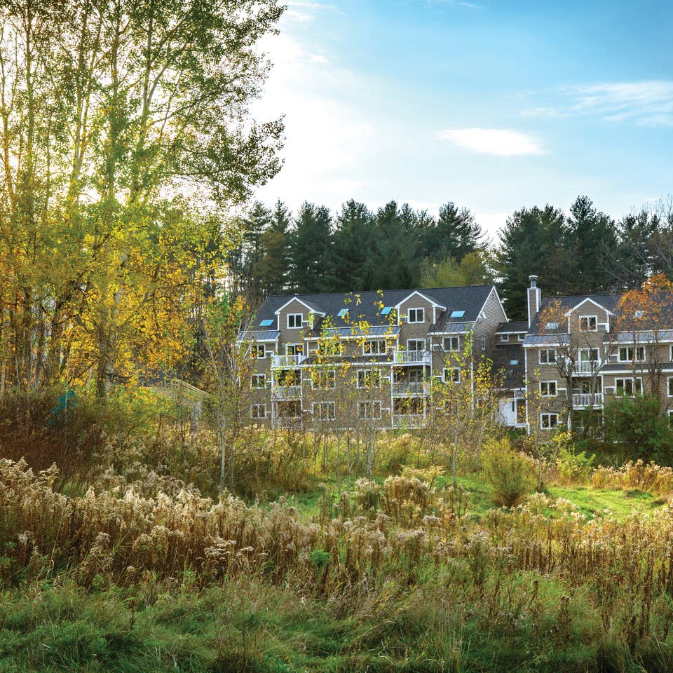 Exterior view of Mount Ascutney Resort in Brownsville, VT.