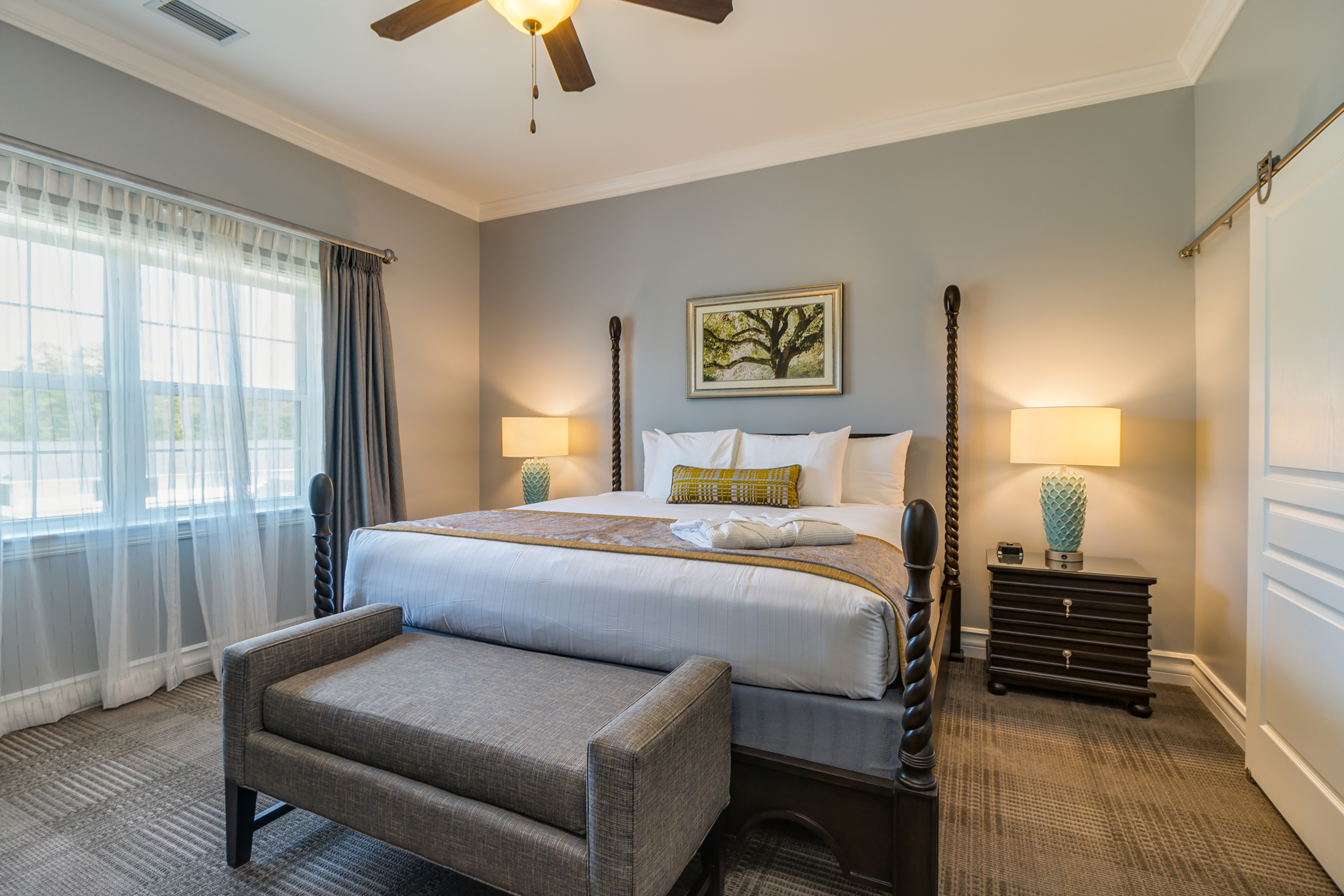 Bedroom in a Signature Collection villa at Williamsburg Resort.