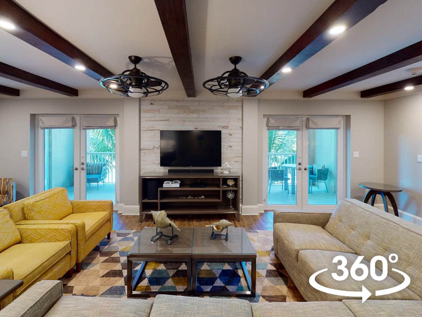 Four-Bedroom Signature Collection living room at Cape Canaveral Beach Resort.