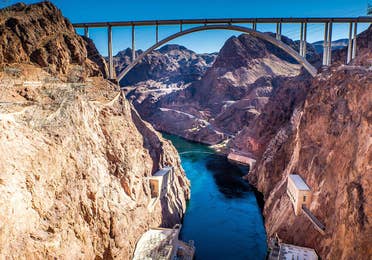 Photo of the Hoover Dam and Black Canyon.