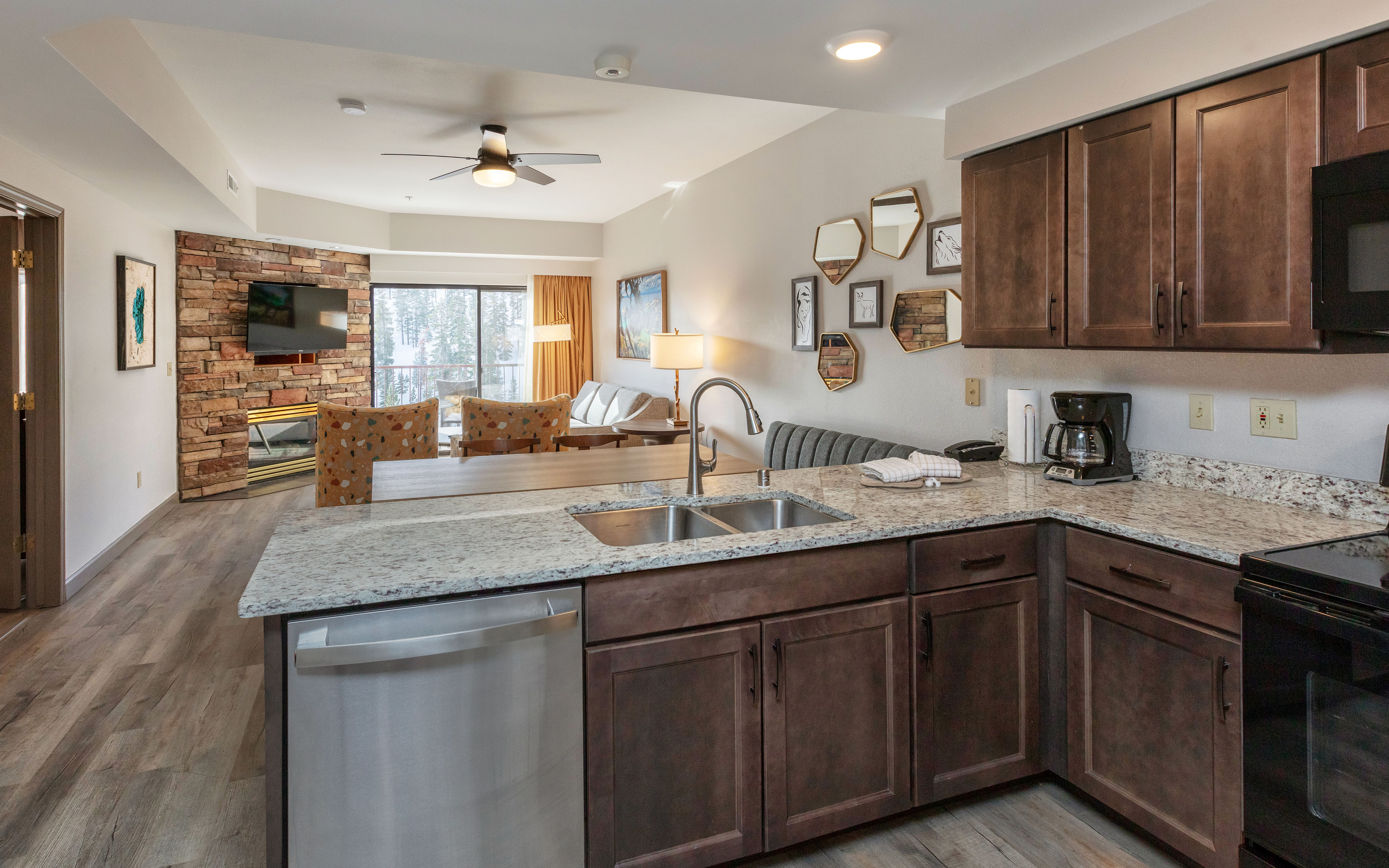Kitchen in a Ridge Pointe villa at Tahoe Ridge Resort