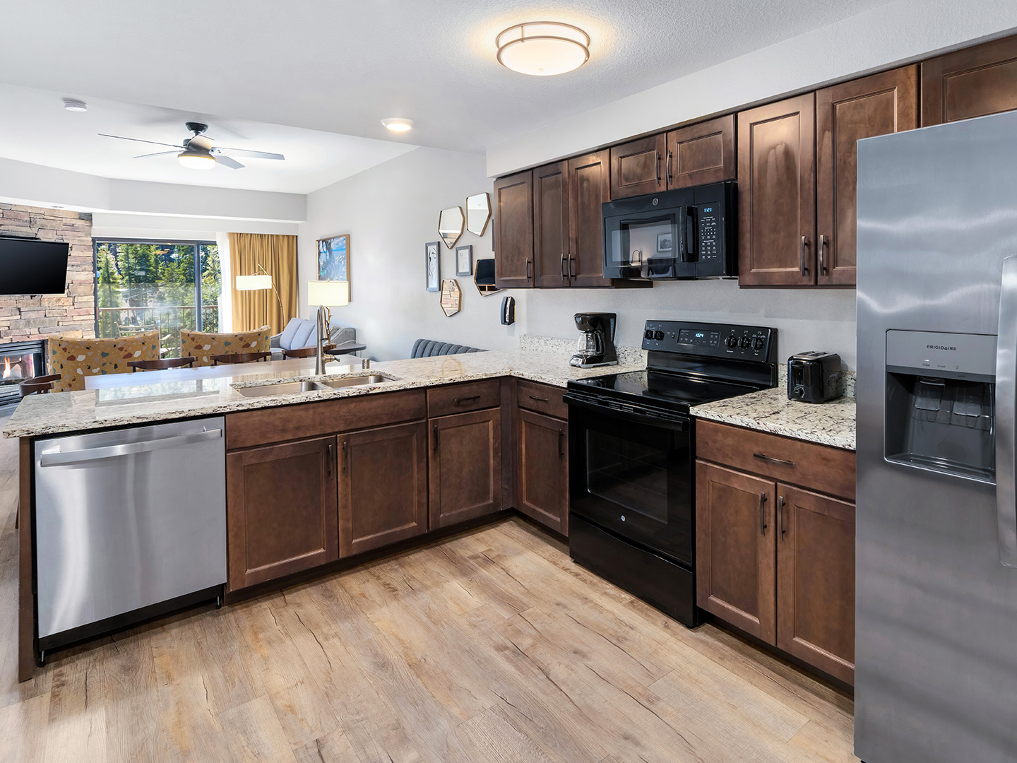 Kitchen in a Ridge Pointe villa at Tahoe Ridge Resort