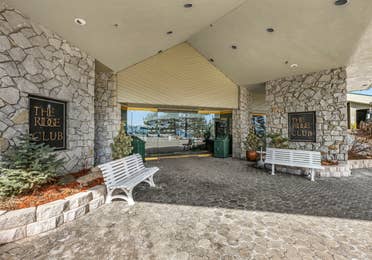 Clubhouse entrance at Tahoe Ridge Resort in Stateline, Nevada.