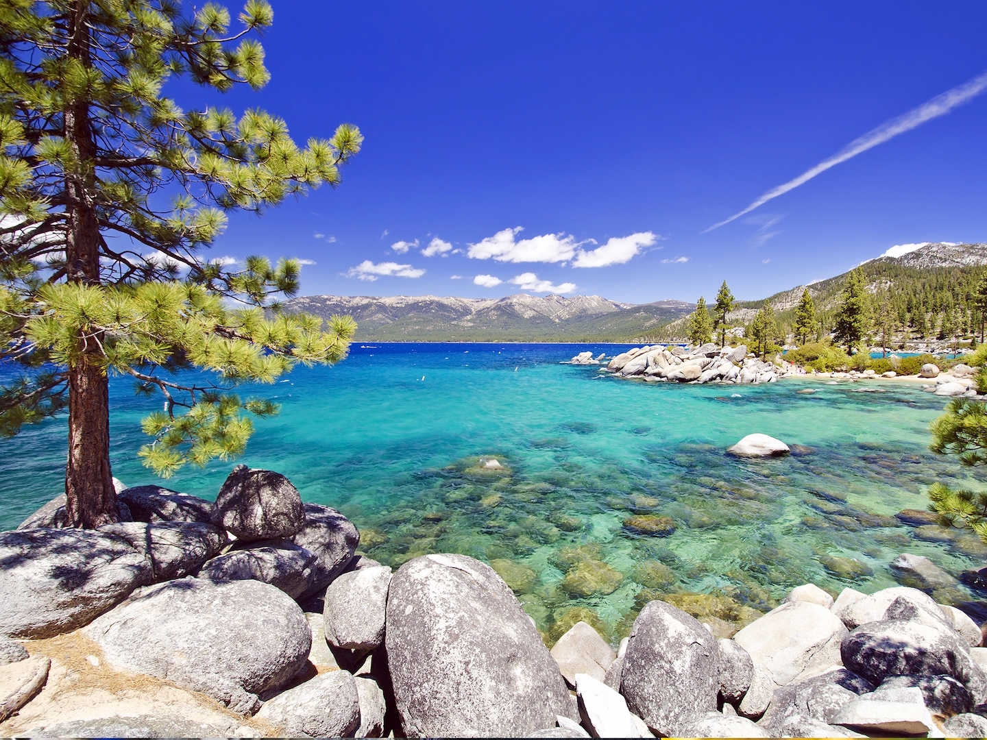 Lake Tahoe with crystal blue water near Tahoe Ridge Resort in Nevada.
