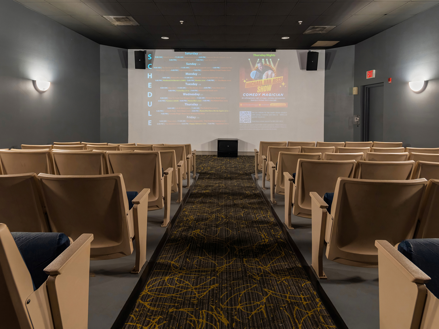 Movie theater at Cape Canaveral Beach Resort.