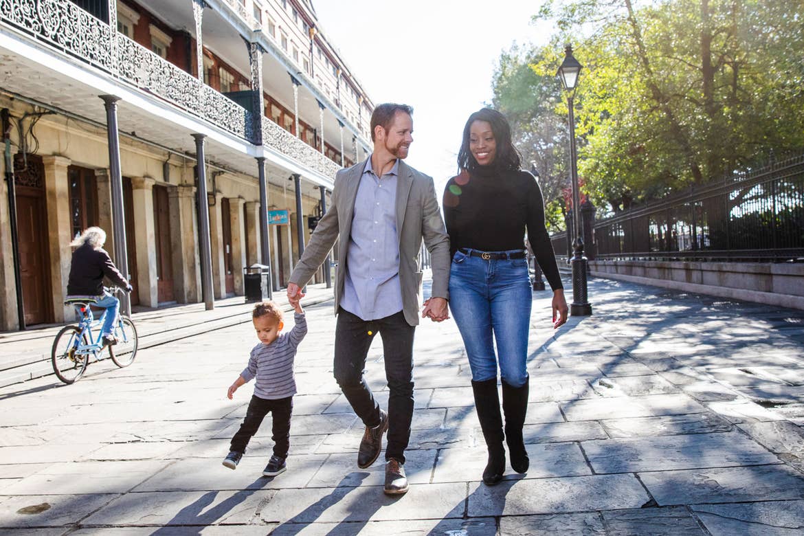 Sally Butan (right) of @butanclan and her family walk the streets of New Orleans.