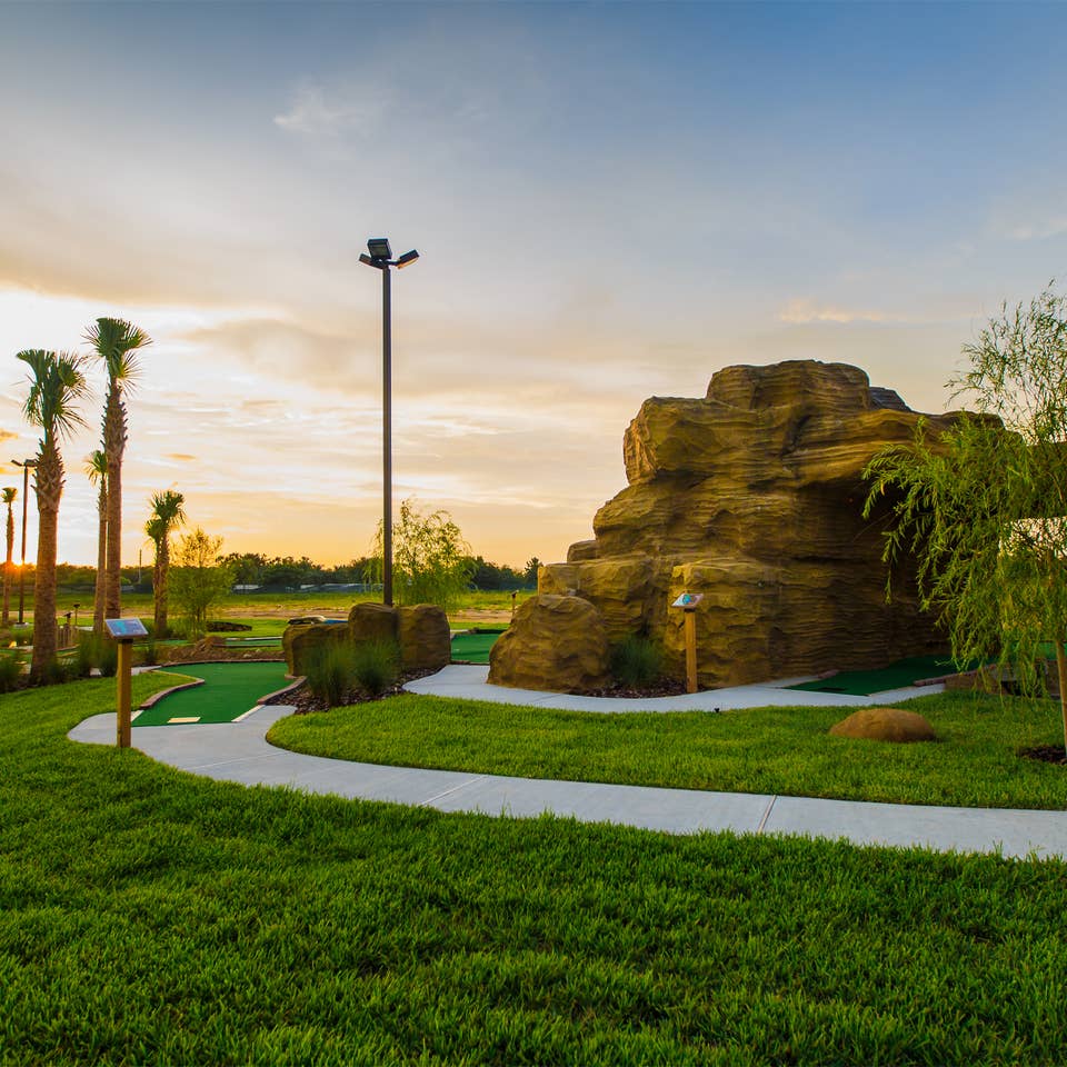 Outdoor mini golf course at Orlando Breeze Resort in Orlando, Florida.