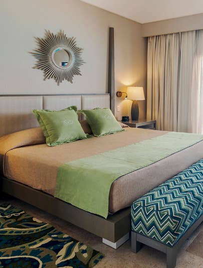 View of bedroom in One Bedroom Suite at the Royal Sands Resort in Cancun, Mexico.