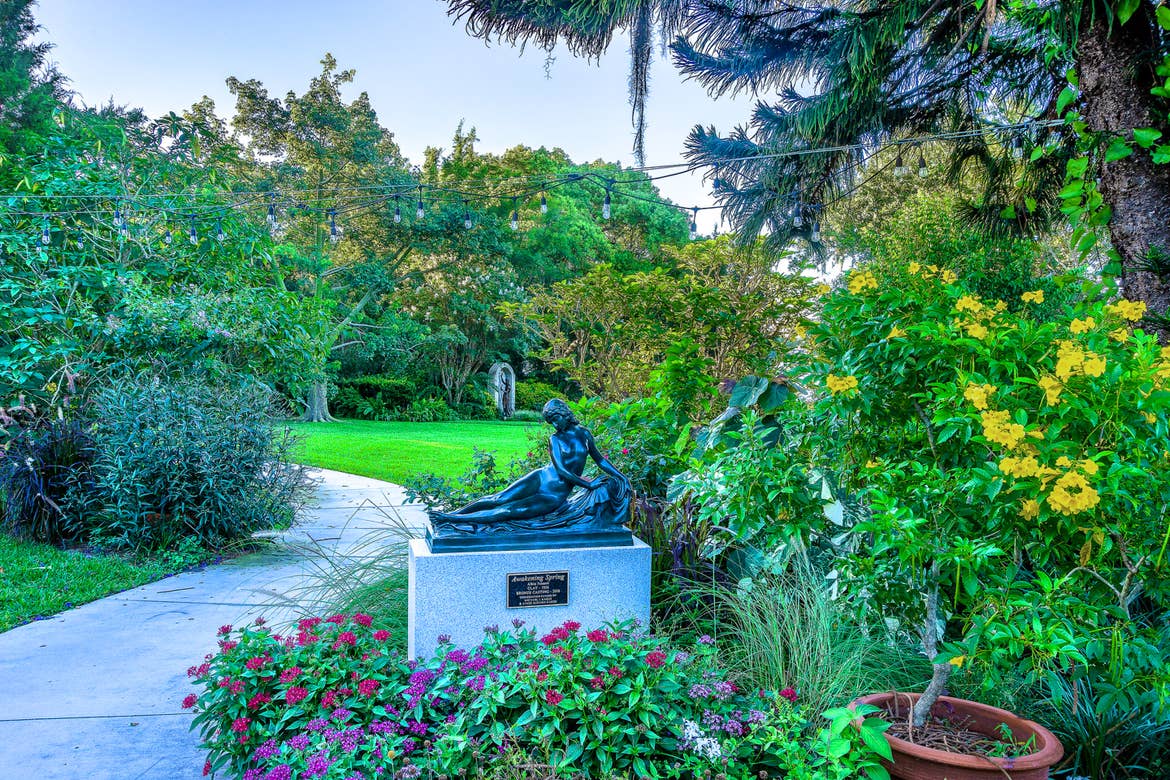 A view along the path of the Albin Polasek Museum & Sculpture Gardens.