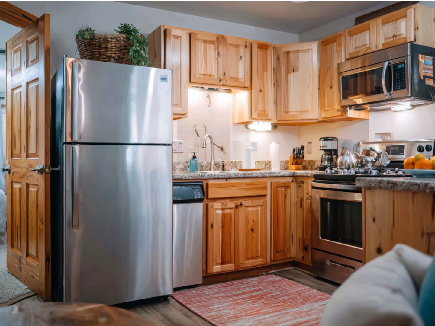 Homewood Suites kitchen, cozy environment with all appliances.