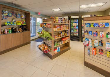 Marketplace with snacks and stuffed animals at Galveston Beach Resort in Texas.