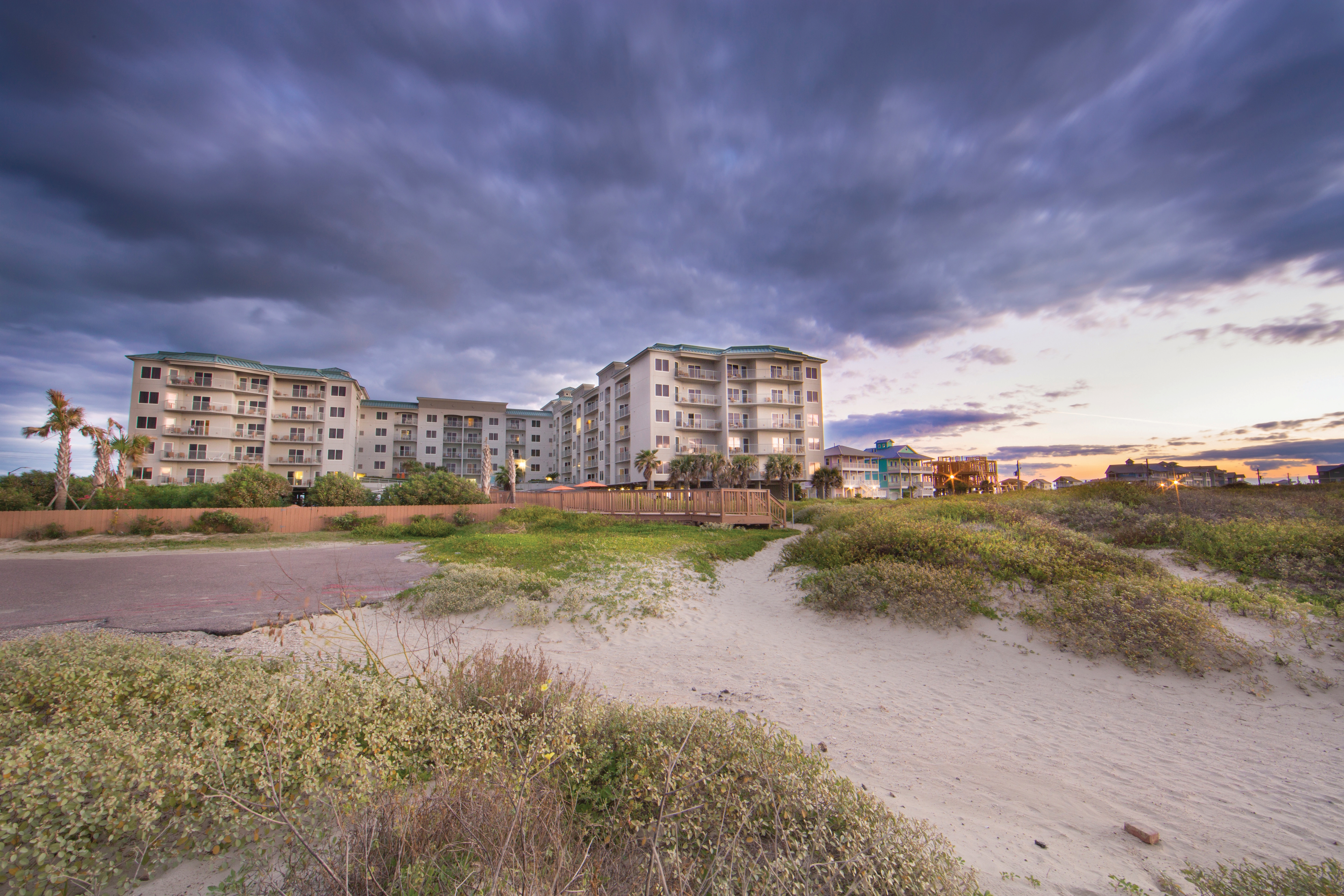 A view of the beach from our villa at Galveston Beach Resort in Galveston, Tx