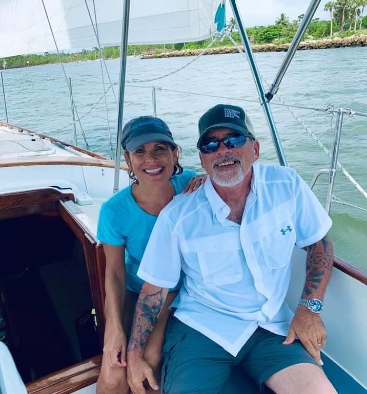Denise and CJ on the sailboat in Marco Island