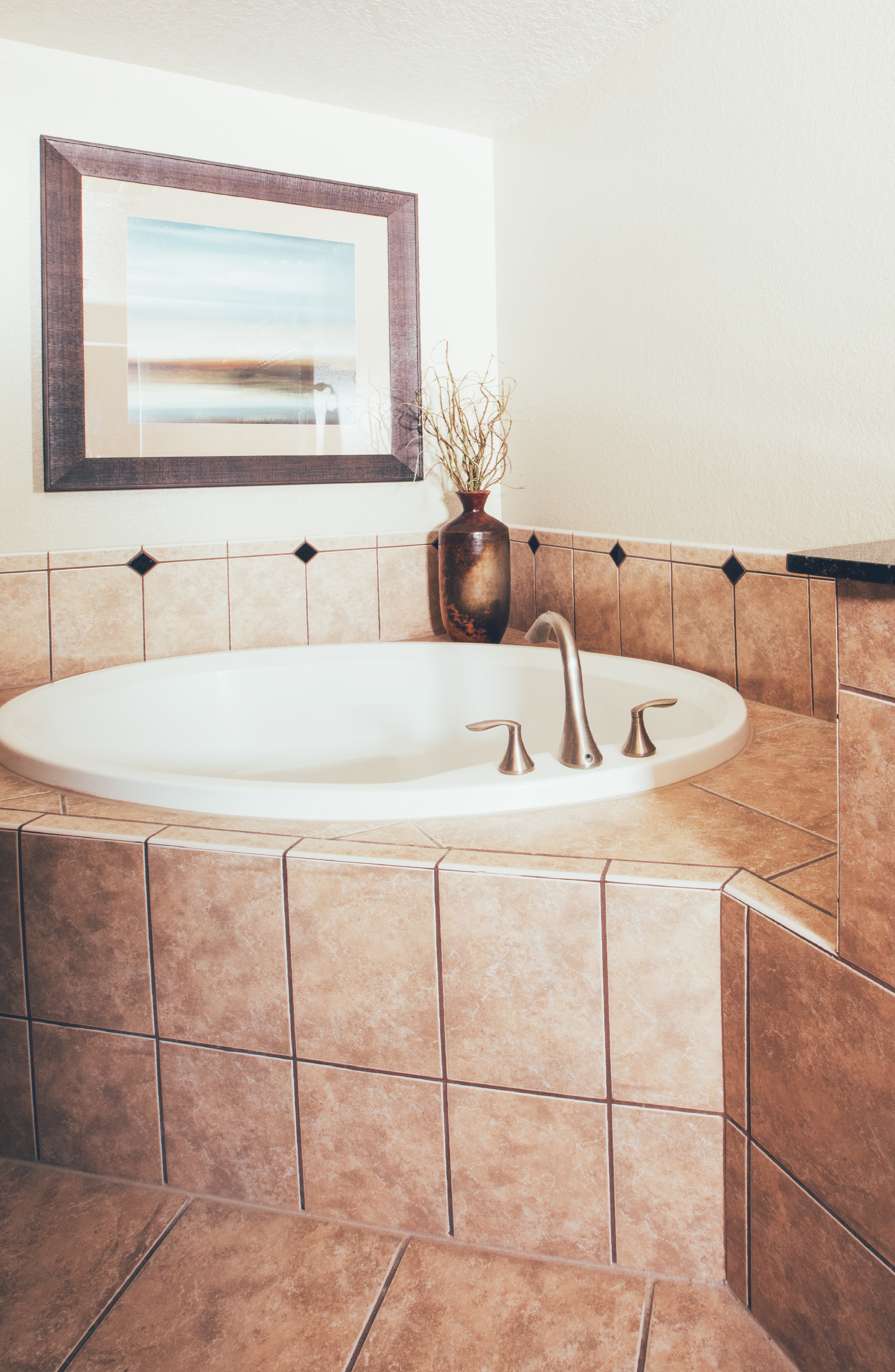 Spa tub in bathroom in a Signature villa in River Island at Orange Lake Resort near Orlando, Florida