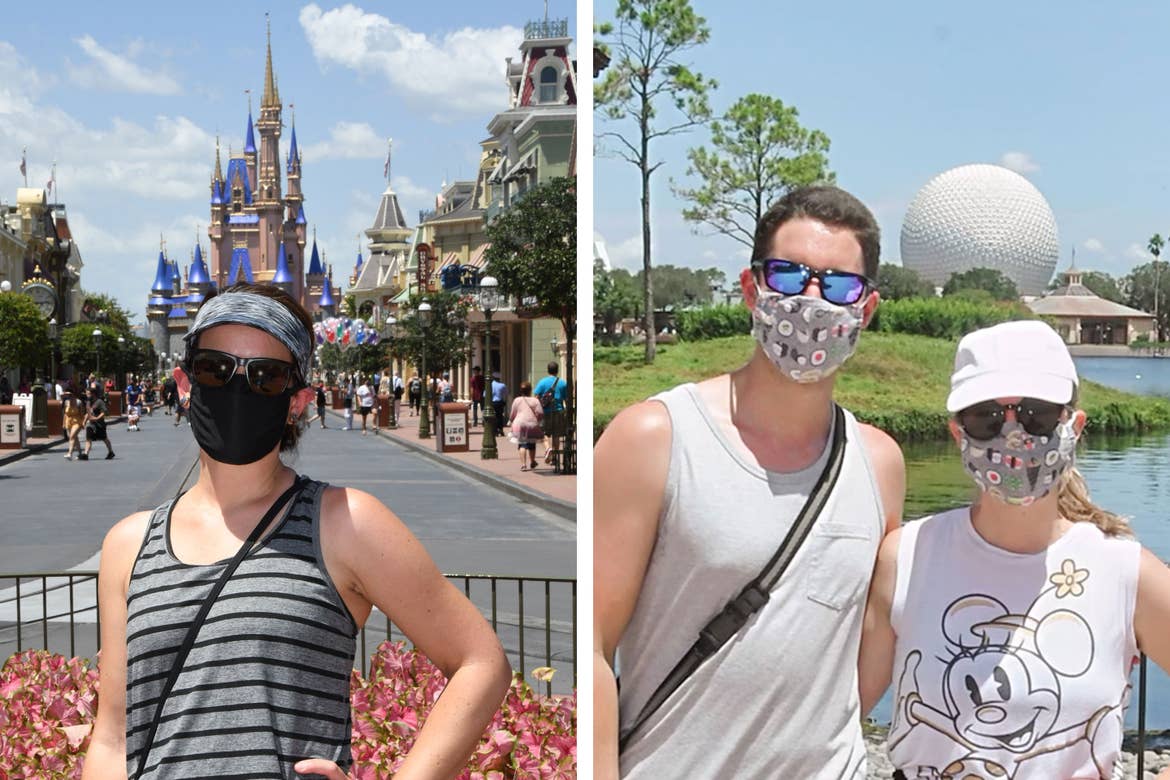 Left: Featured author, Jennifer C. Harmon, in front of Cinderella's Castle in Magic Kingdom at Walt Disney World Resort. Right: Featured author, Jessica Salina, with husband, Anthony, in Epcot World Showcase-Japan Pavilion.